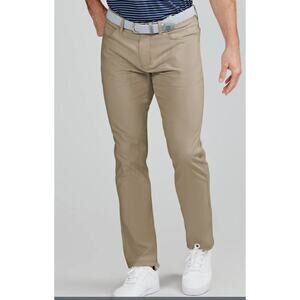 Tasc Men's sz 35x32 Tan Tailored Motion Pant Mid-Khaki Bamboo Slim Fit TM672